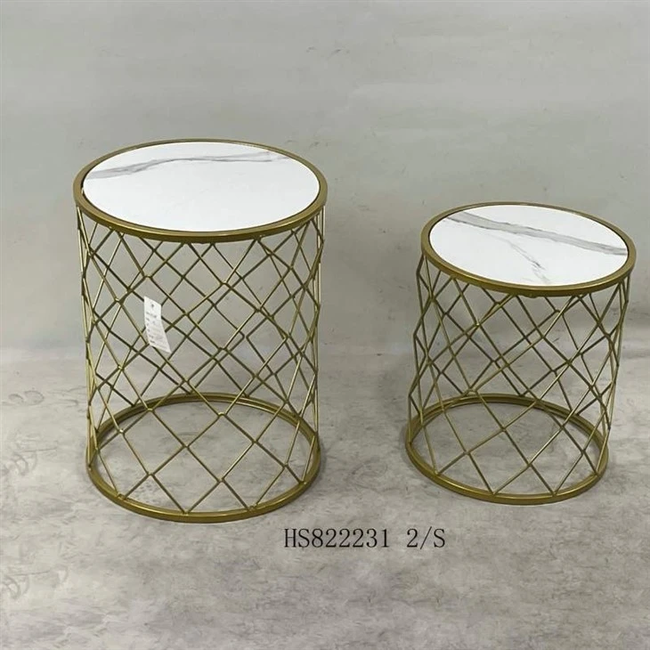 Round Wood And Metal Side Table